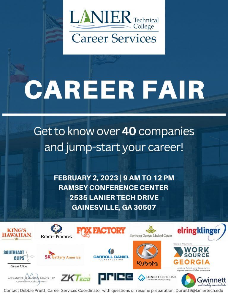 Career Fair February 2, 2023 Lanier Technical College